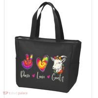 Peace Love Goats Goat Whisperer Farm Animal Lover Farmer Tote Bag thumb 3