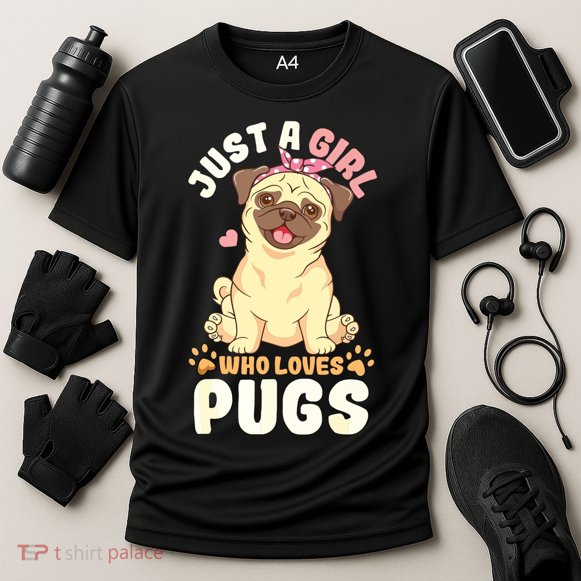 Pug Love Girl Cooling Performance Crew T-Shirt