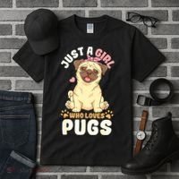 Pug Love Girl Tall T-Shirt thumb 3