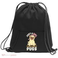 Pug Love Girl Sweatshirt Cinch Pack Bag thumb 0
