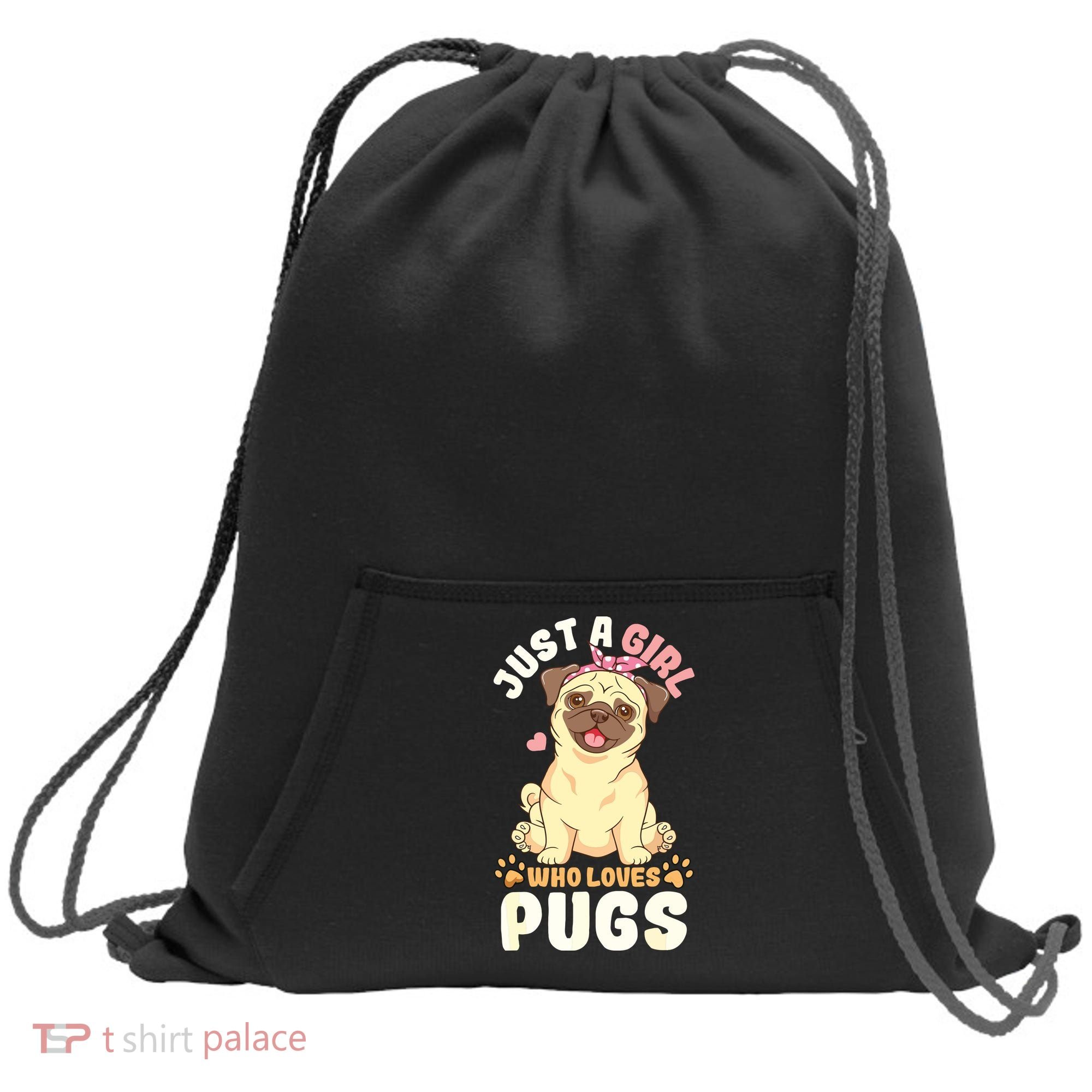 Pug Love Girl Sweatshirt Cinch Pack Bag