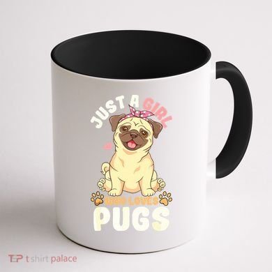 Pug Love Girl Coffee Mug back