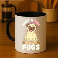 Pug Love Girl Coffee Mug thumb 4