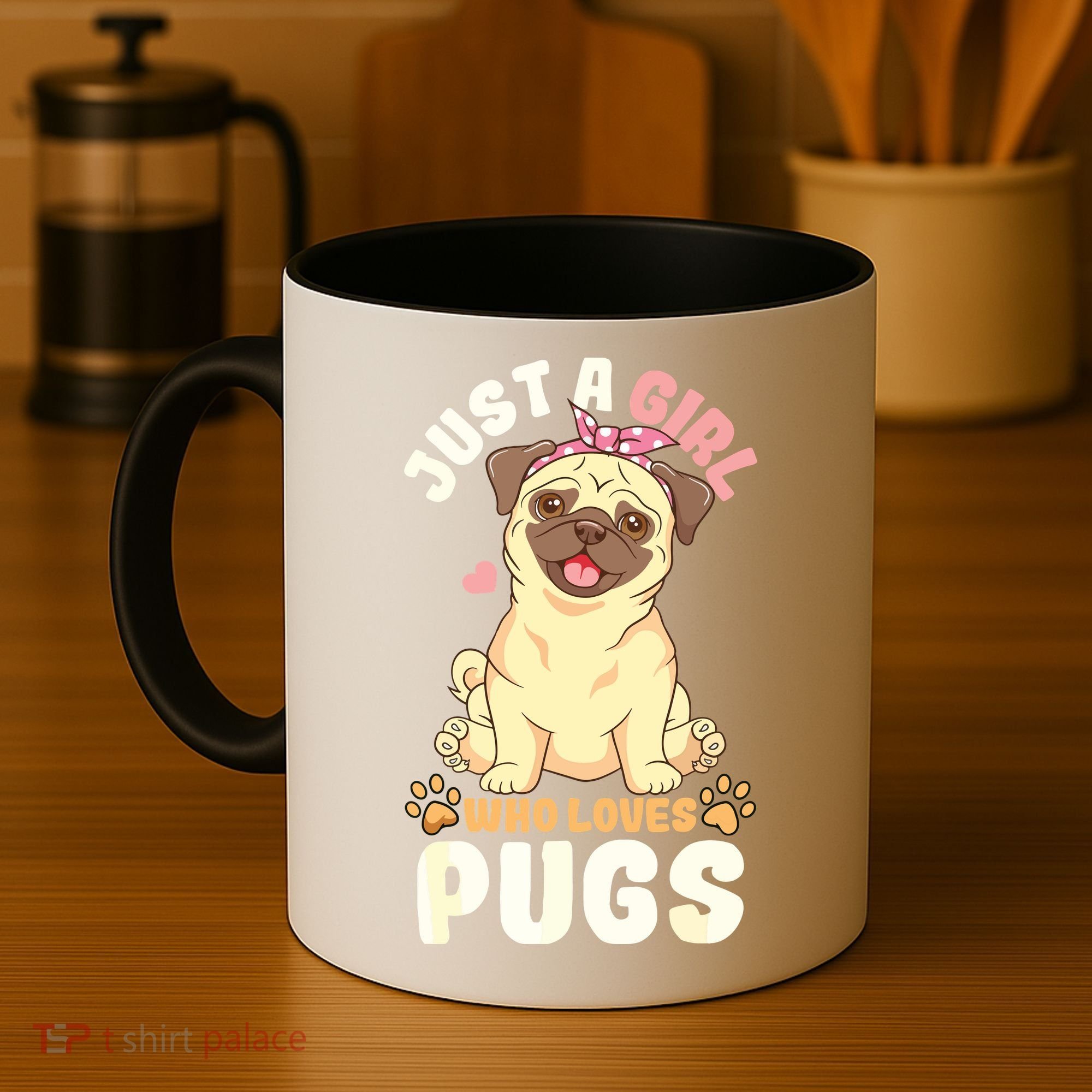 Pug Love Girl Coffee Mug