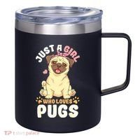 Pug Love Girl 12oz Stainless Steel Coffee Mug thumb 0
