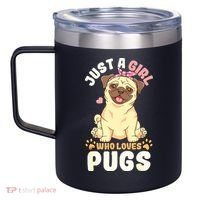 Pug Love Girl 12oz Stainless Steel Coffee Mug thumb 2