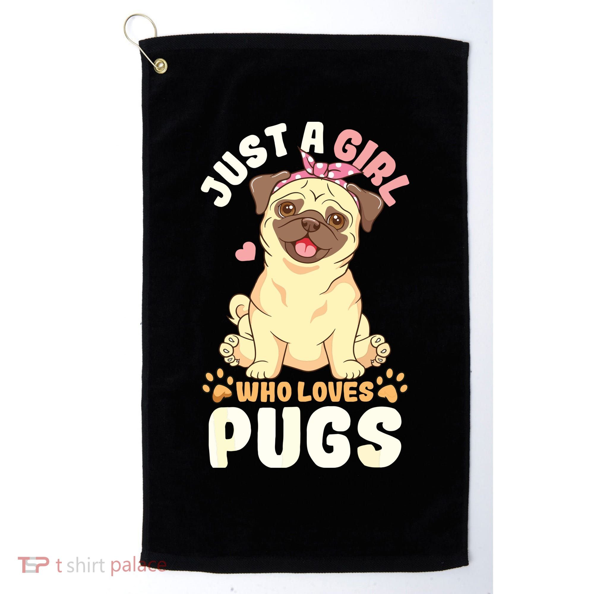 Pug Love Girl Golf Towel