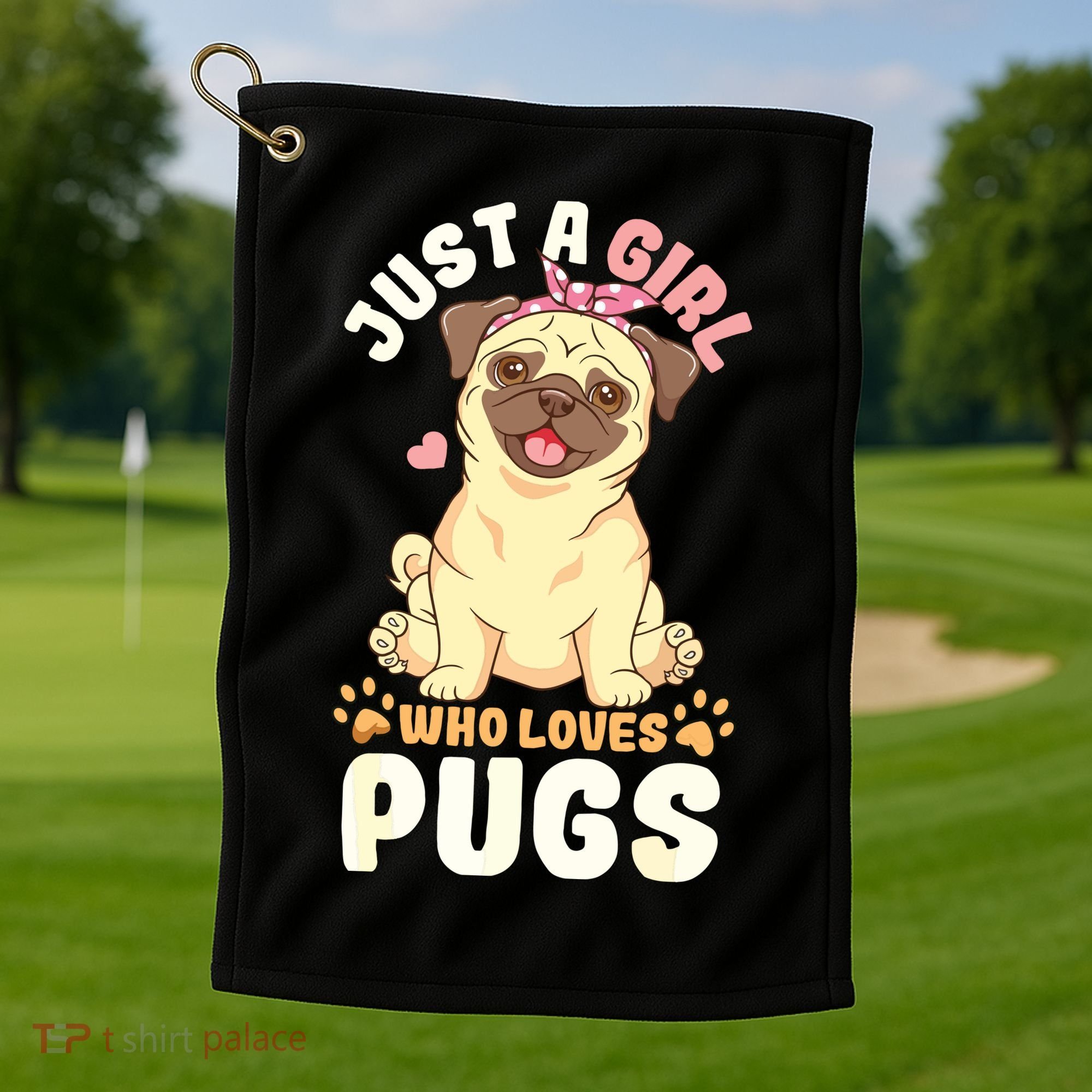 Pug Love Girl Golf Towel