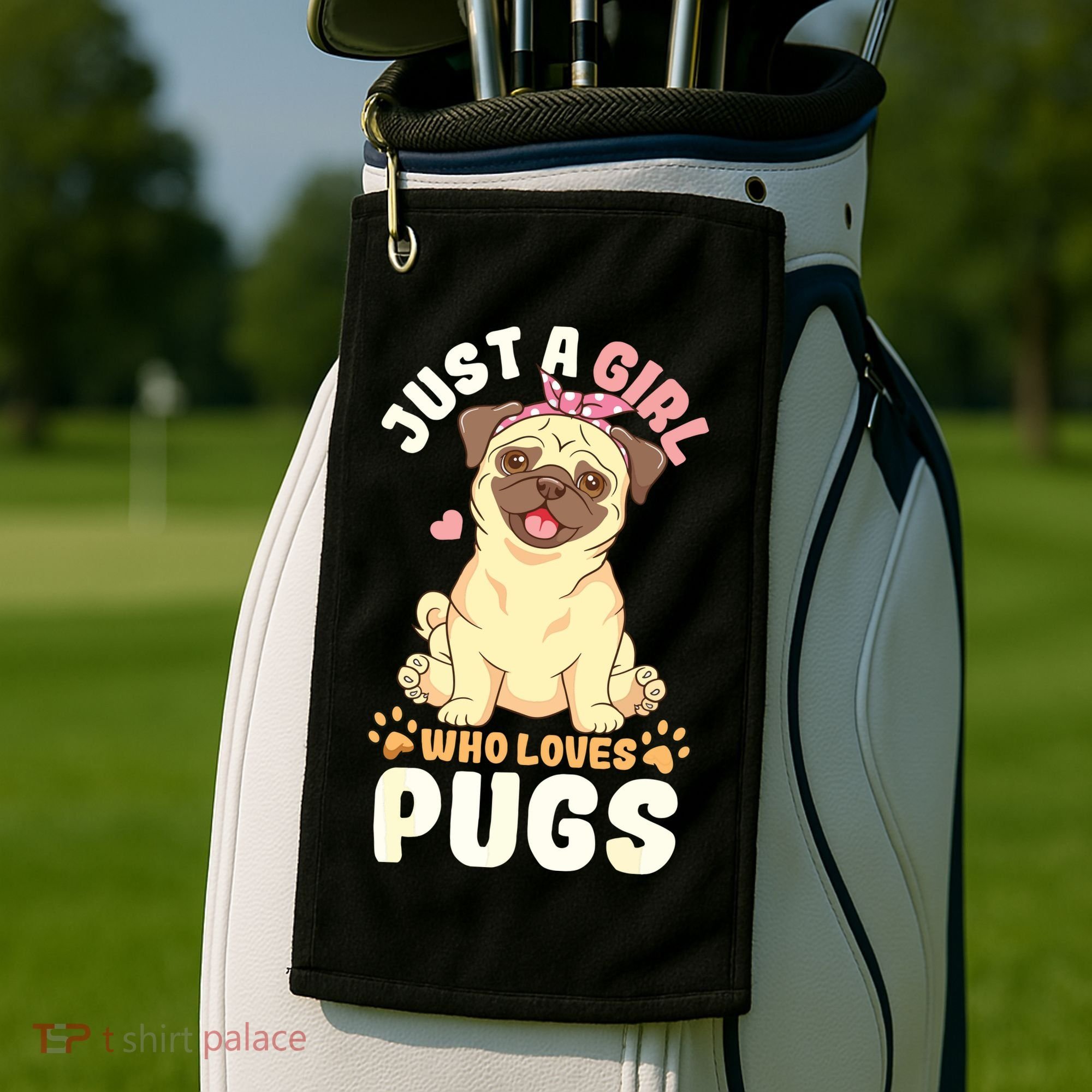 Pug Love Girl Golf Towel
