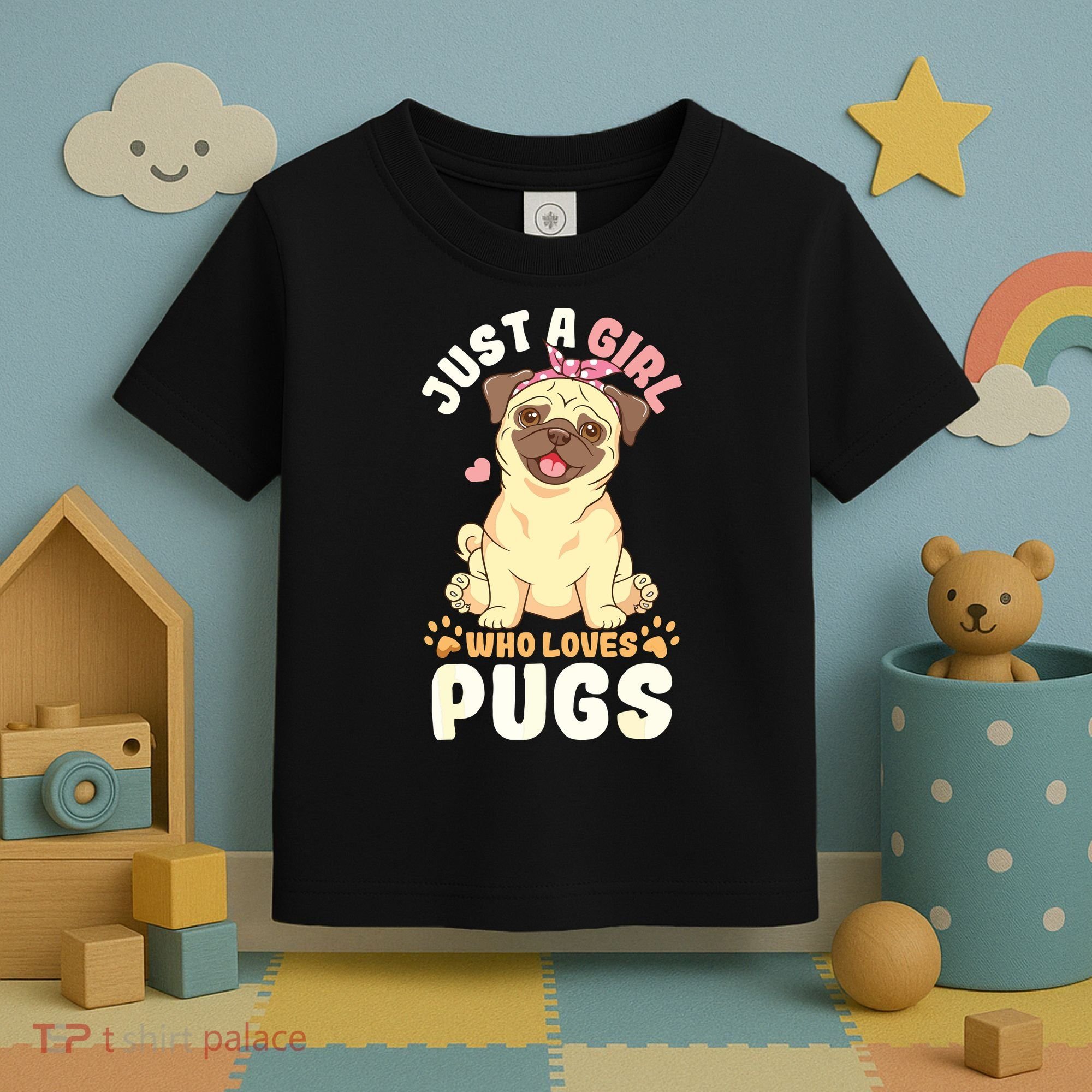 Pug Love Girl Toddler T-Shirt