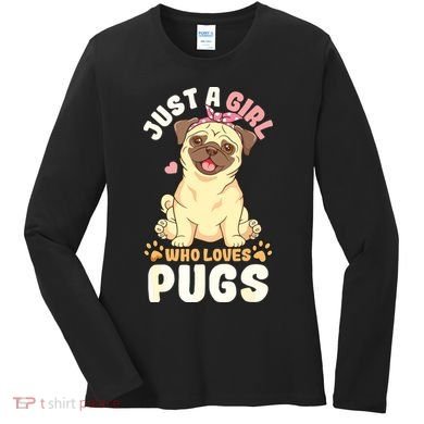 Pug Love Girl Women's Long Sleeve Shirt