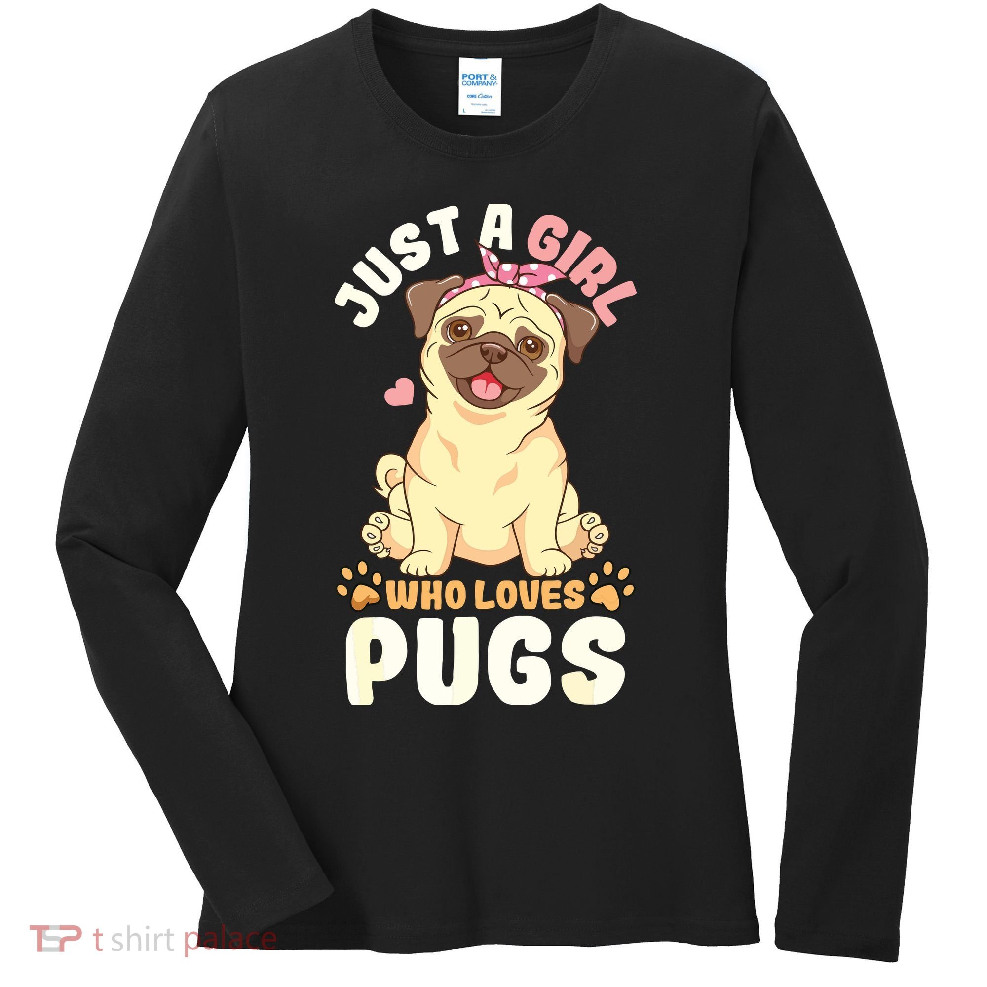 Pug Love Girl Women's Long Sleeve Shirt