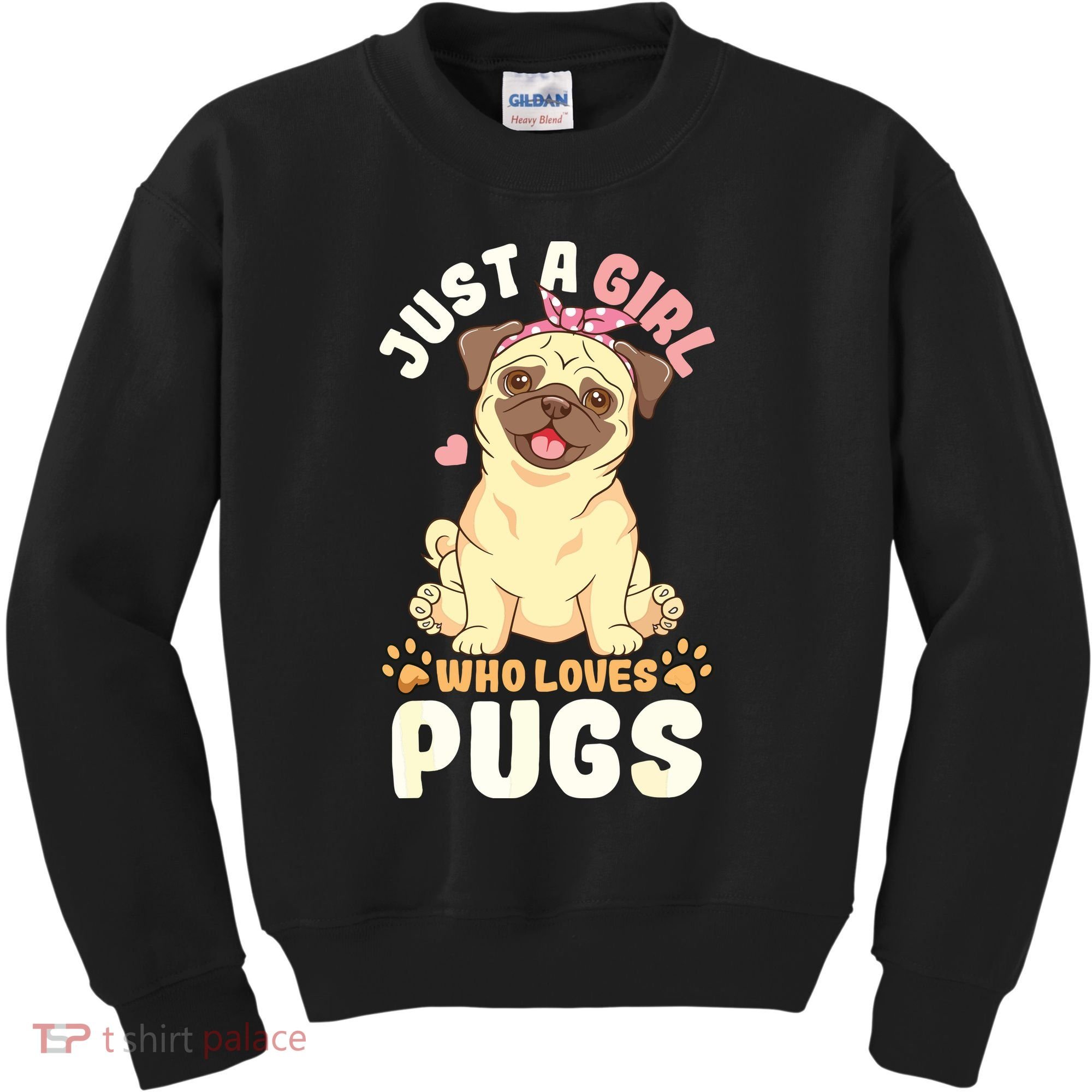 Pug Love Girl Kids Sweatshirt