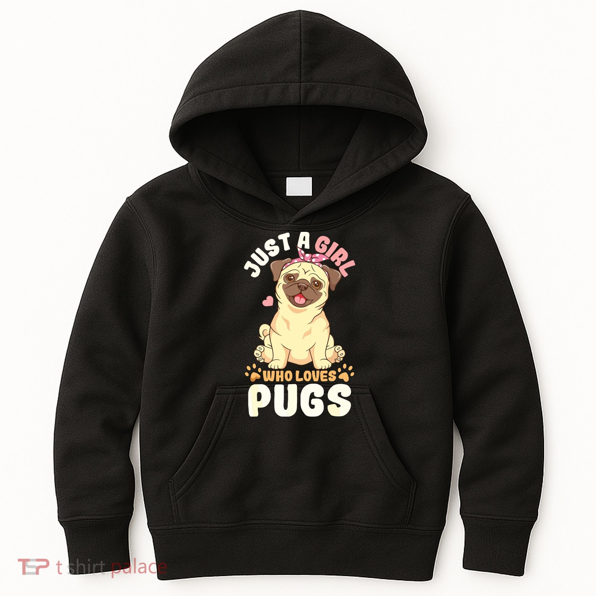 Pug Love Girl Kids Hoodie