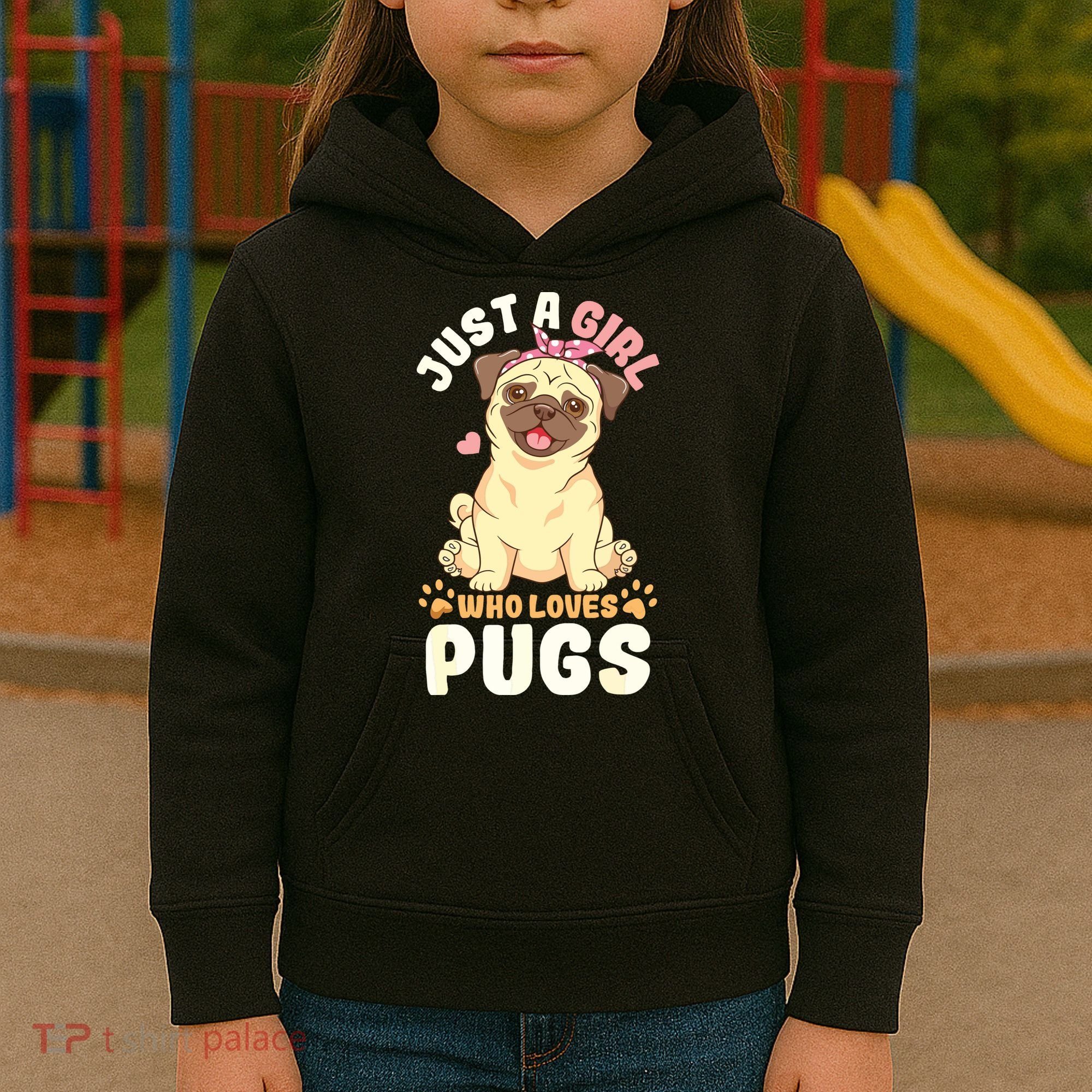 Pug Love Girl Kids Hoodie