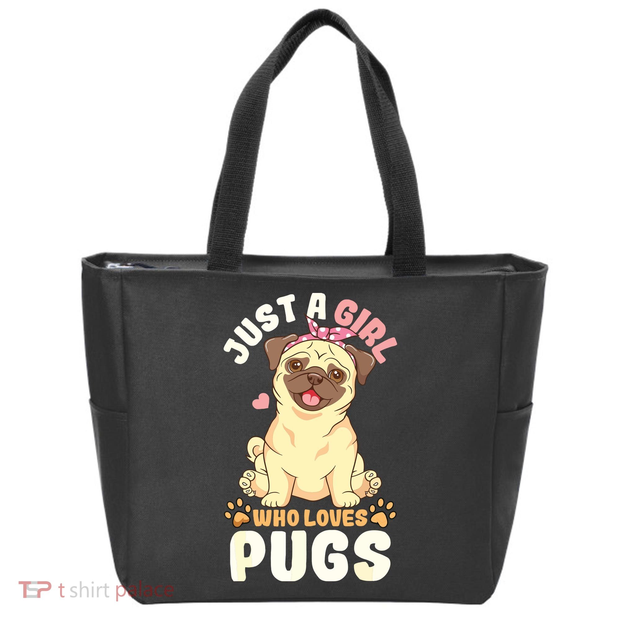 Pug Love Girl Tote Bag