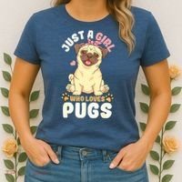 Pug Love Girl Women's T-Shirt thumb 2