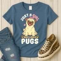 Pug Love Girl Women's T-Shirt thumb 3