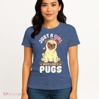 Pug Love Girl Women's T-Shirt thumb 4