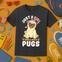 Pug Love Girl Kids T-Shirt thumb 3