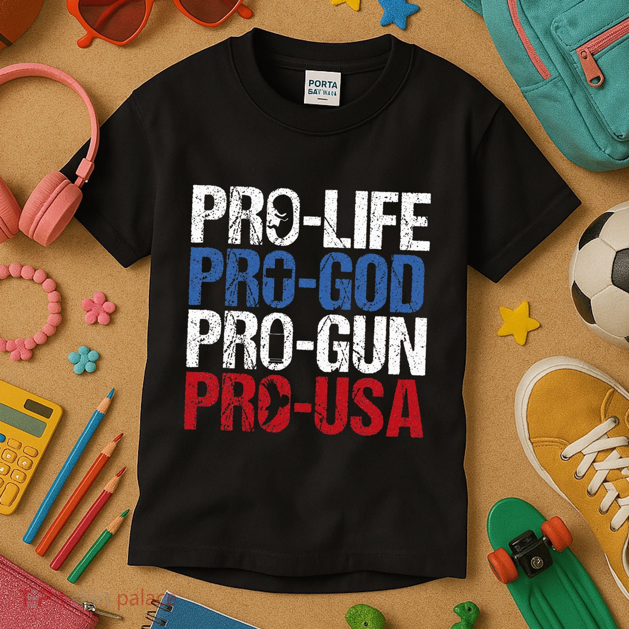 Pro Life God Gun Usa Conservative Republican Pro America Kids T-Shirt