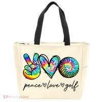 Peace Love Golf Tie Dye Cute Golf Lovers Tote Bag thumb 0