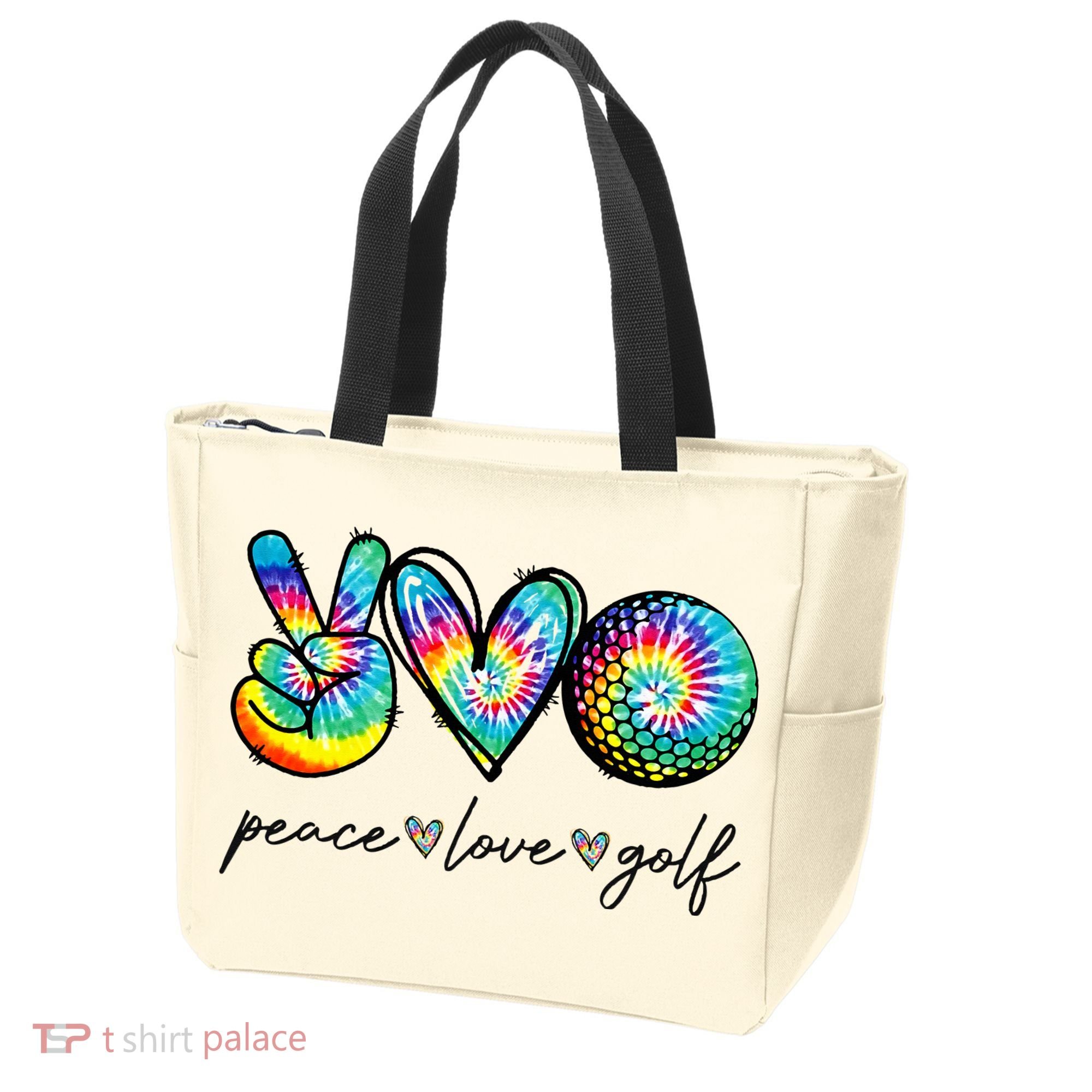 Peace Love Golf Tie Dye Cute Golf Lovers Tote Bag