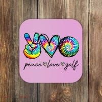 Peace Love Golf Tie Dye Cute Golf Lovers Coaster thumb 0
