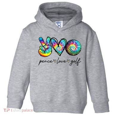 Peace Love Golf Tie Dye Cute Golf Lovers Toddler Hoodie