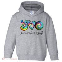 Peace Love Golf Tie Dye Cute Golf Lovers Toddler Hoodie thumb 0