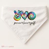 Peace Love Golf Tie Dye Cute Golf Lovers USA-Made Doggie Bandana thumb 0