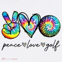 Peace Love Golf Tie Dye Cute Golf Lovers USA-Made Doggie Bandana thumb 2