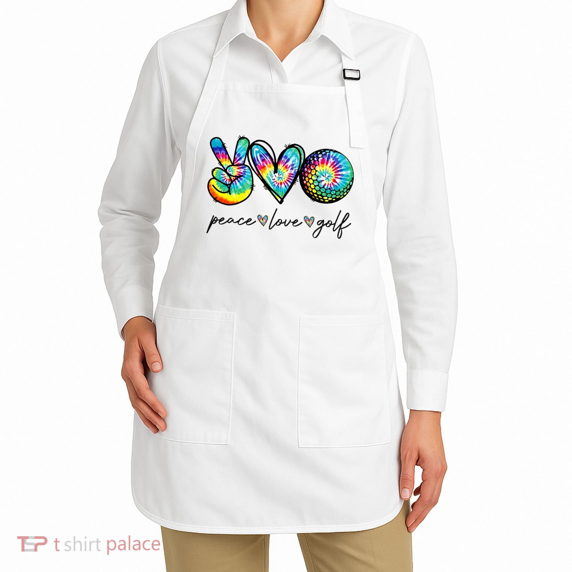 Peace Love Golf Tie Dye Cute Golf Lovers Apron