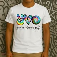 Peace Love Golf Tie Dye Cute Golf Lovers T-Shirt thumb 3
