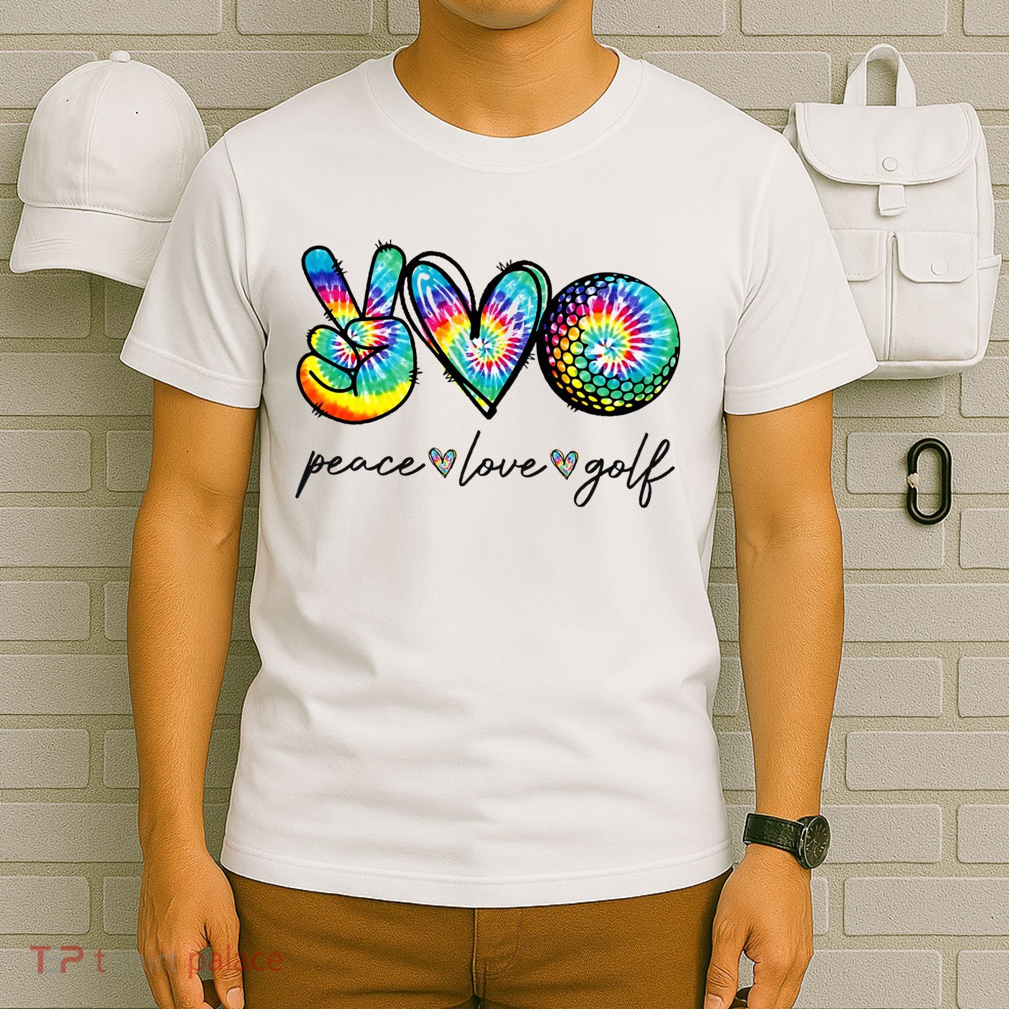 Peace Love Golf Tie Dye Cute Golf Lovers T-Shirt