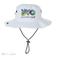 Peace Love Golf Tie Dye Cute Golf Lovers Bucket Hat thumb 0