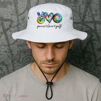 Peace Love Golf Tie Dye Cute Golf Lovers Bucket Hat thumb 2