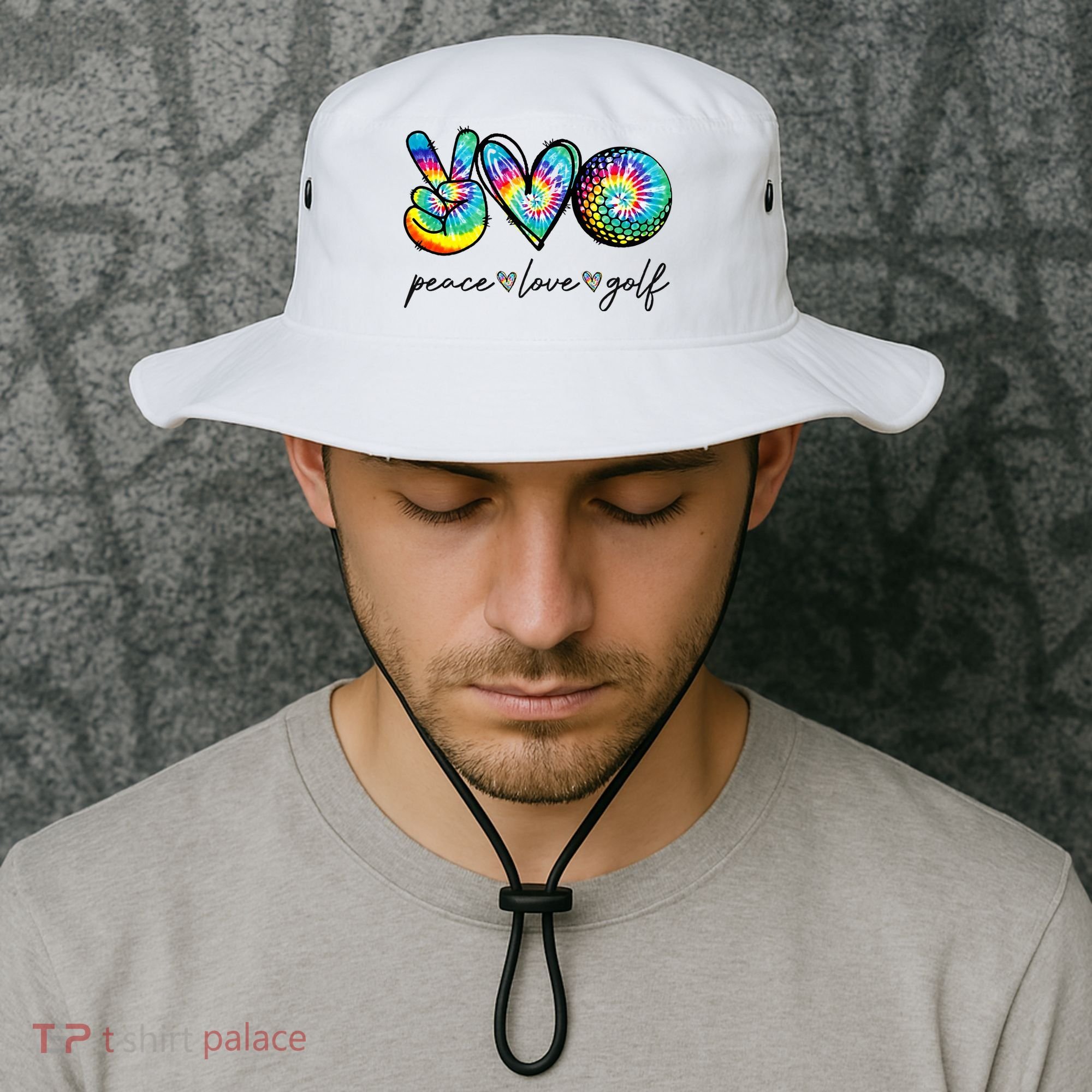 Peace Love Golf Tie Dye Cute Golf Lovers Bucket Hat