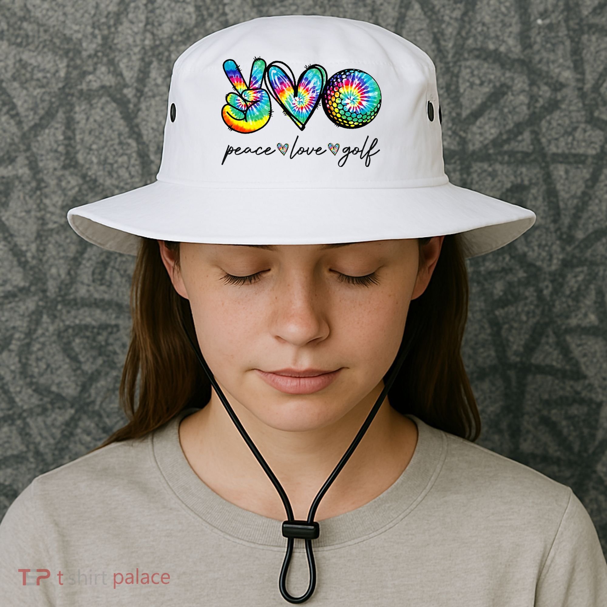 Peace Love Golf Tie Dye Cute Golf Lovers Bucket Hat