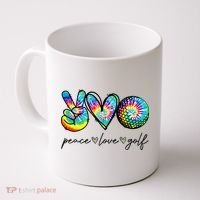 Peace Love Golf Tie Dye Cute Golf Lovers Coffee Mug thumb 0