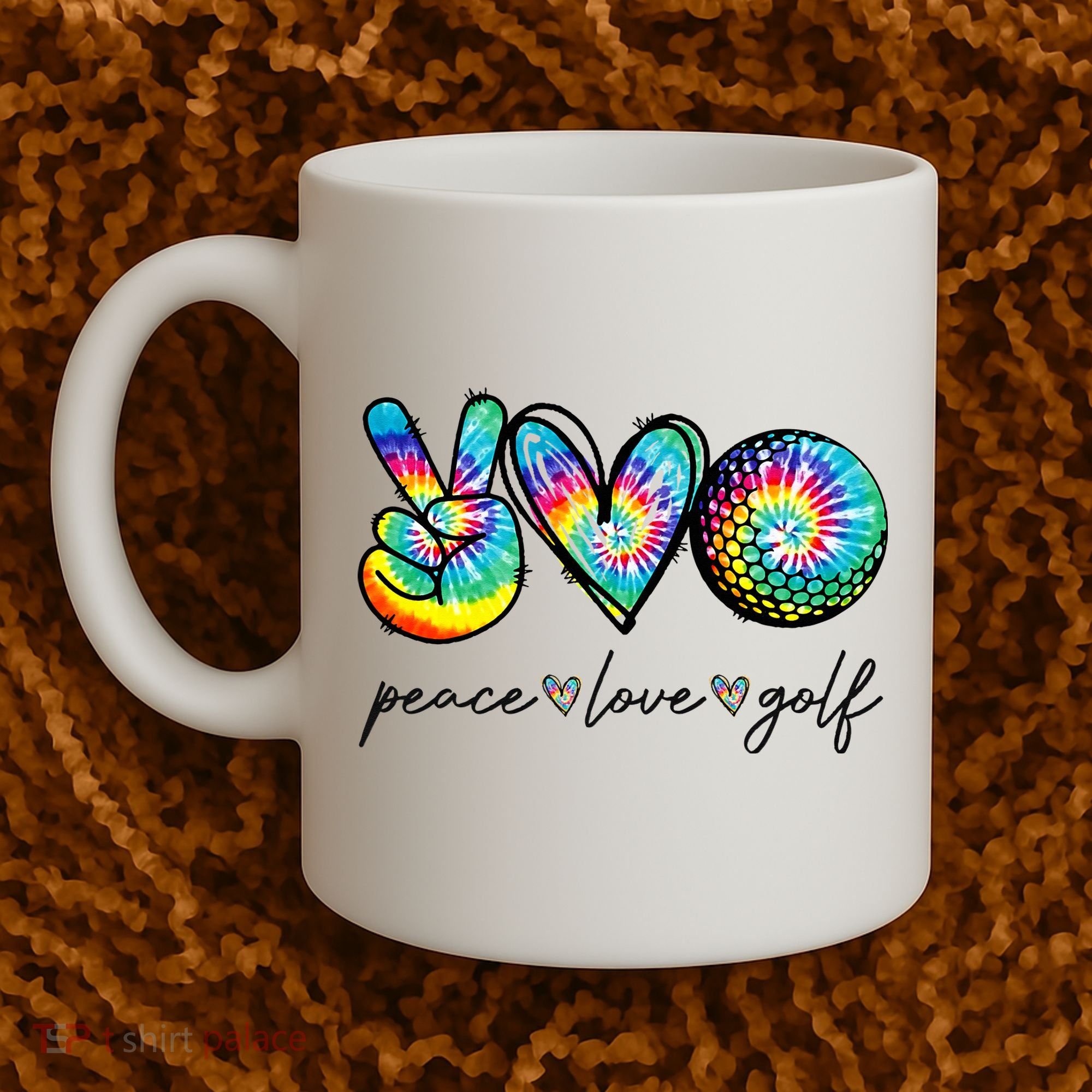 Peace Love Golf Tie Dye Cute Golf Lovers Coffee Mug