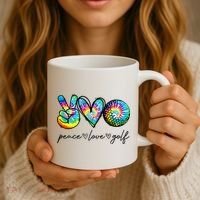 Peace Love Golf Tie Dye Cute Golf Lovers Coffee Mug thumb 3