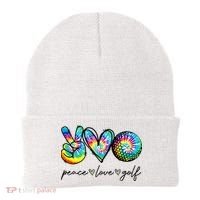 Peace Love Golf Tie Dye Cute Golf Lovers Beanie thumb 0