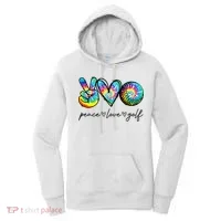 Peace Love Golf Tie Dye Cute Golf Lovers Women's Hoodie thumb 0