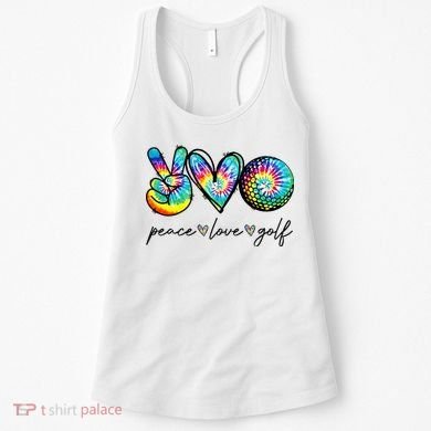 Peace Love Golf Tie Dye Cute Golf Lovers Women's Tank Top