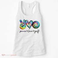 Peace Love Golf Tie Dye Cute Golf Lovers Women's Tank Top thumb 0