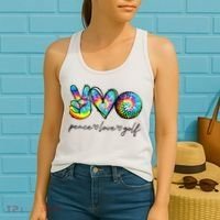 Peace Love Golf Tie Dye Cute Golf Lovers Women's Tank Top thumb 2