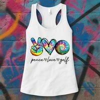 Peace Love Golf Tie Dye Cute Golf Lovers Women's Tank Top thumb 3