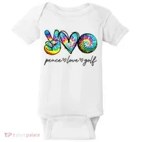 Peace Love Golf Tie Dye Cute Golf Lovers Baby Bodysuit thumb 0