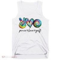 Peace Love Golf Tie Dye Cute Golf Lovers Tank Top thumb 0